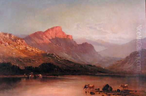 Evening in the Trossachs Oil Painting by Alfred de Breanski