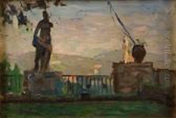 Villa Mazzucotelli, Bergamo Oil Painting by Giuseppe Amisani