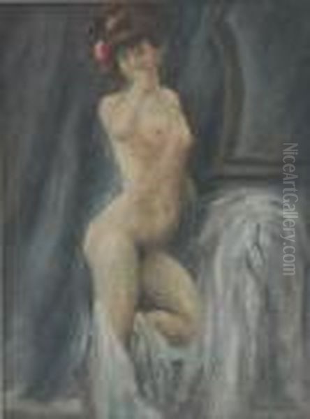 Nudo Di Donna In Un Interno Oil Painting by Giuseppe Amisani