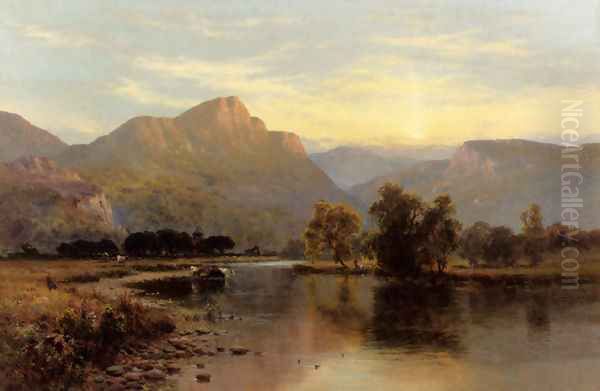 Tal-Y-Llyn, North Wales Oil Painting by Alfred de Breanski