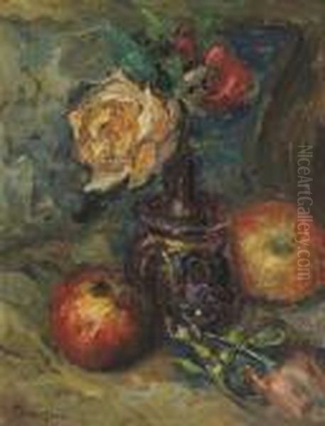 Natura Morta Con Fiori Oil Painting by Giuseppe Amisani