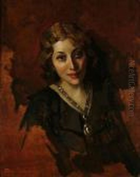 Portrait Of A Lady Oil Painting by Giuseppe Amisani