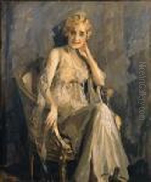 Nonna Bestetti In Abiti Eleganti Oil Painting by Giuseppe Amisani