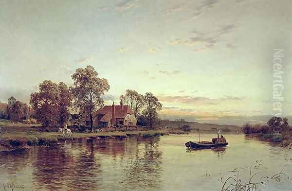 River Barge in Lewisham Oil Painting by Alfred de Breanski