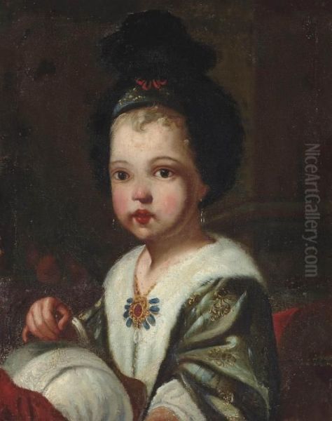 Portrait Of A Girl As A Seamstress Oil Painting by Antonio Amorosi