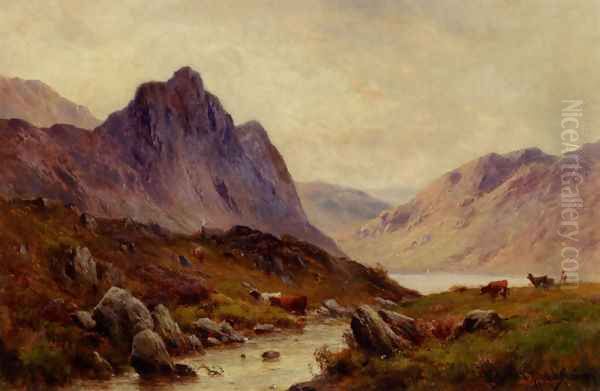 Falcon Craig, Derwentwater Oil Painting by Alfred de Breanski