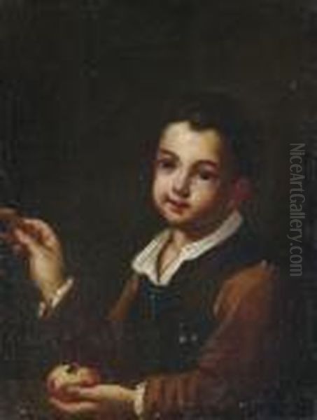 Bambino Con Mela E Ciambella Oil Painting by Antonio Amorosi