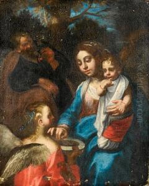 The Rest On The Flight Into Egypt, Also Known As Oil Painting by Antonio Amorosi