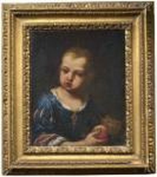 Ritratto Di Bambina Con Frutta Oil Painting by Antonio Amorosi