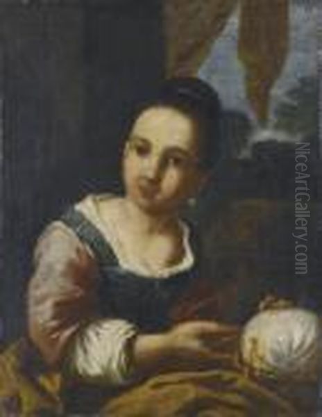 Ragazzina Con Il Tombolo Oil Painting by Antonio Amorosi