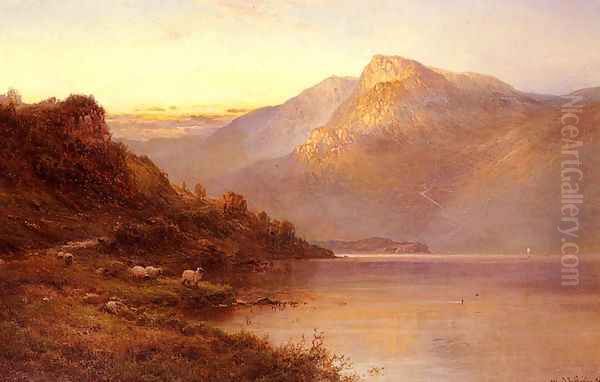 Sunset On The Loch Oil Painting by Alfred de Breanski