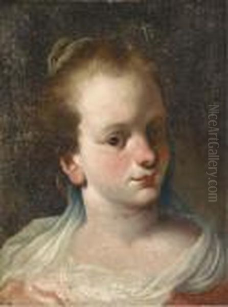 Head Of A Girl Oil Painting by Antonio Amorosi