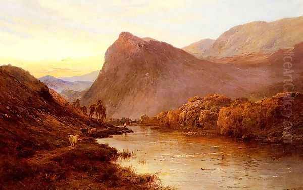 Sunset In The Glen Oil Painting by Alfred de Breanski