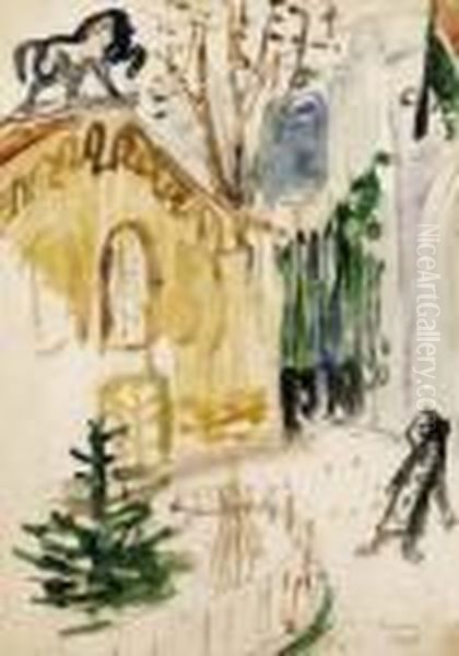 Synagogue, 1936, Lsz Vp 47. Oil Painting by Imre Amos