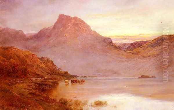 The Evening Glow, Near Arrochar, N.B. Oil Painting by Alfred de Breanski