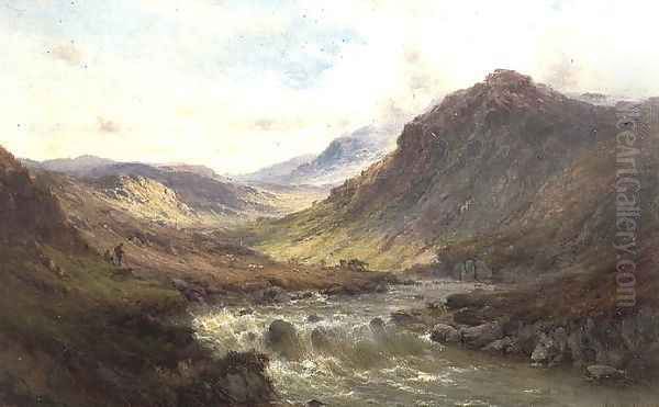 The Falls at Invergarry, Glen Till Oil Painting by Alfred de Breanski