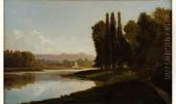 La Marne A Reuil Oil Painting by Auguste-Paul-Charles Anastasi