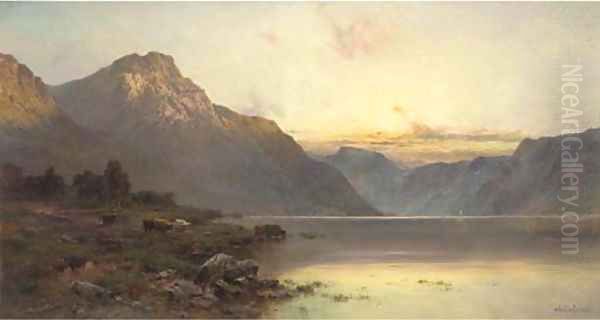 A July evening, Loch Lomond Oil Painting by Alfred de Breanski