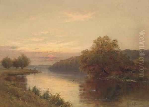 Dusk, Hurley on Thames Oil Painting by Alfred de Breanski