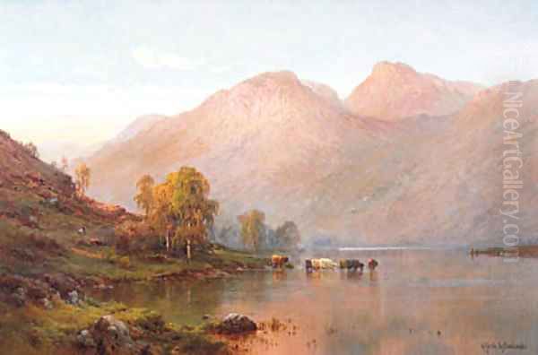 Loch Awe at Sunset Oil Painting by Alfred de Breanski