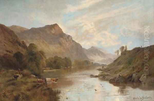 The Dee at Ballater, early morning Oil Painting by Alfred de Breanski