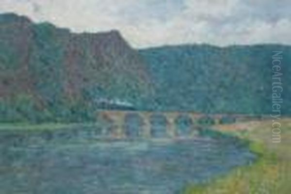 Paysage Au Pont by Emile Ancelet