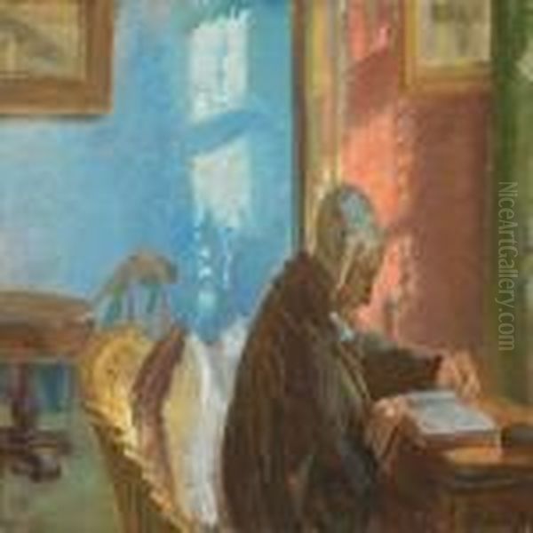 Interior With Mrs Oil Painting by Anna Ancher