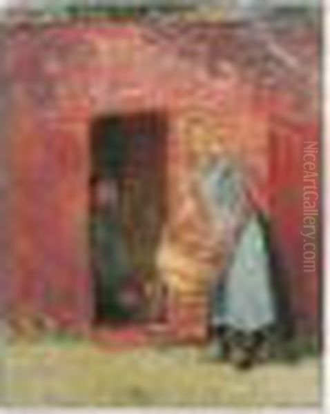 Ved Braendehuset (by The Woodshed) Oil Painting by Anna Ancher