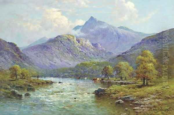 Snowdon from Portmadoc, North Wales Oil Painting by Alfred de Breanski