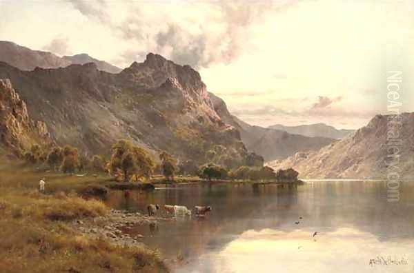 The Borrowdale pass from Derwentwater Oil Painting by Alfred de Breanski