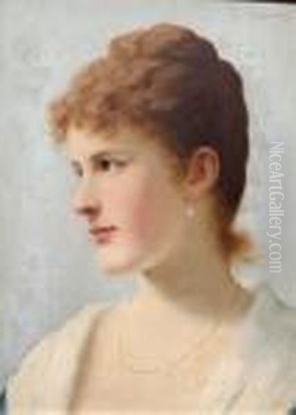 A Portrait Of A Young Lady Oil Painting by Ernst Anders