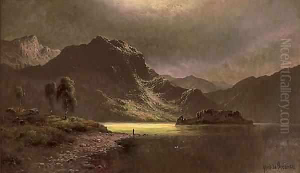 The Silver Strand, Loch Katrine Oil Painting by Alfred de Breanski