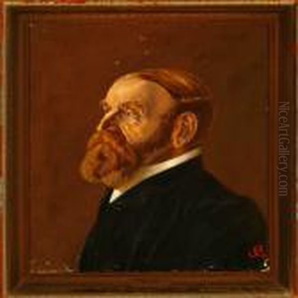 A Portrait Of The Danish Painter Nilaus Fristrup Oil Painting by Cilius Andersen