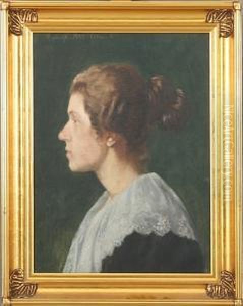 Portrait Of A Young Woman Oil Painting by Cilius Andersen