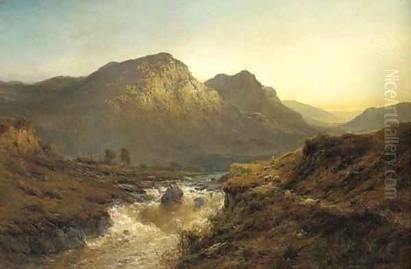 An Autumn Evening-'The Foyers', Invernesshire Oil Painting by Alfred de Breanski