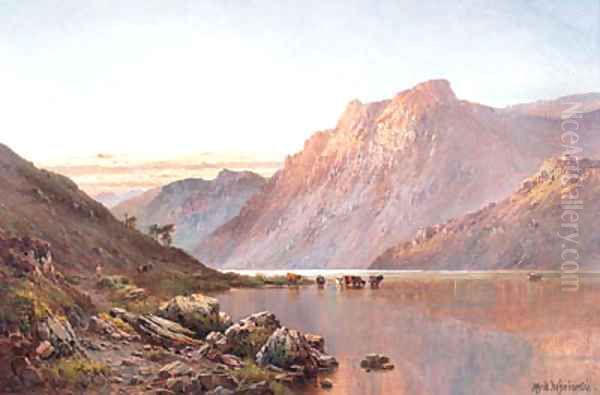 An Autumn Sunset, the Western Highlands Oil Painting by Alfred de Breanski