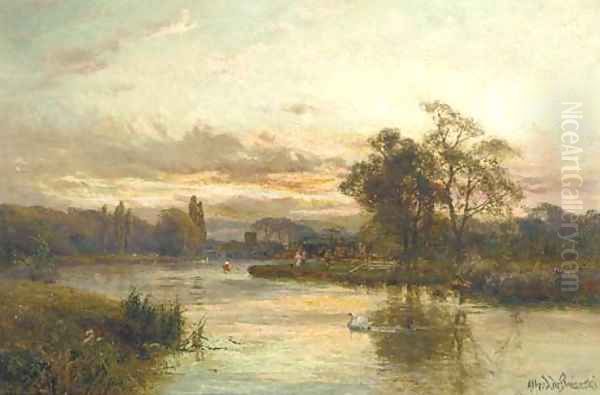 Cookham Reach Oil Painting by Alfred de Breanski