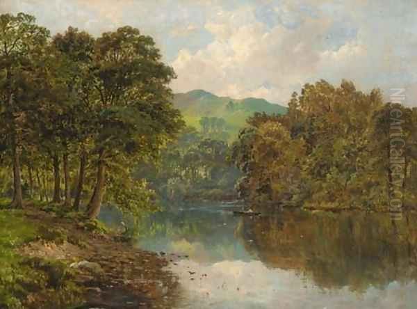 Crossing the tranquil river Oil Painting by Alfred de Breanski