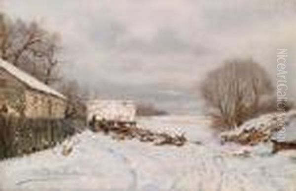 Winterlandschaft Oil Painting by Anders Anderson-Lundby