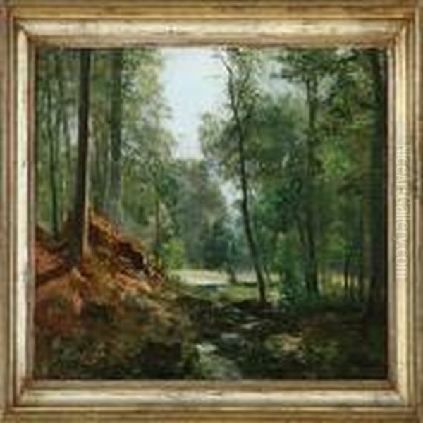 A Forest Glade Oil Painting by Anders Anderson-Lundby