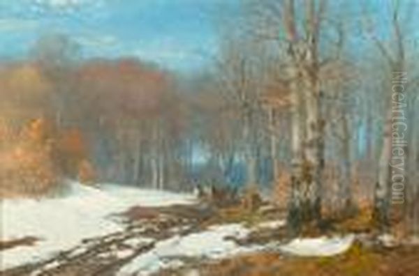 Am Isarhochufer Nahe Geiselgasteig Oil Painting by Anders Anderson-Lundby