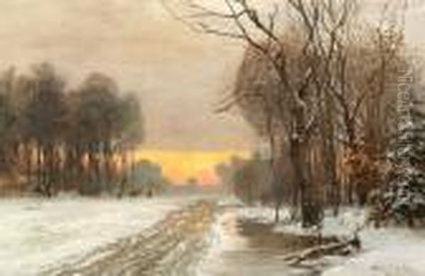 Winter's Day In The Vicinity Of Munich Oil Painting by Anders Anderson-Lundby