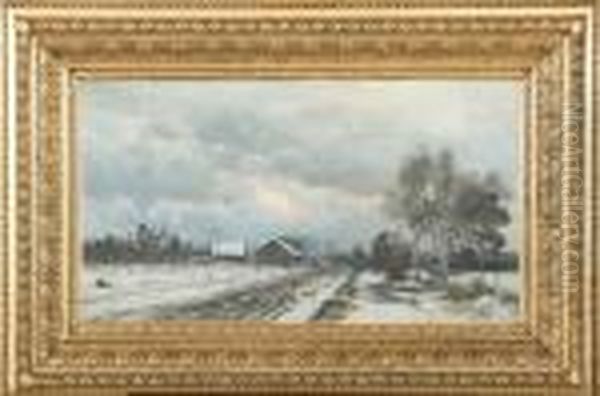 Winterscape Oil Painting by Anders Anderson-Lundby