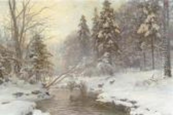 Winter Landscape Oil Painting by Anders Anderson-Lundby