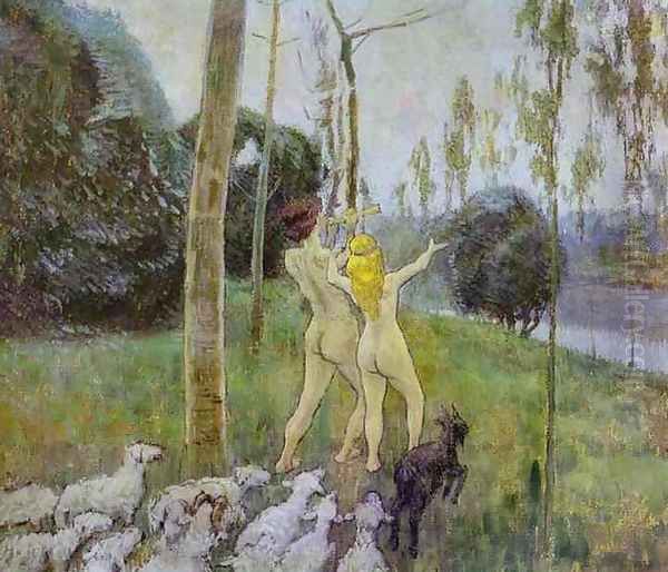 Daphnis and Chloe. 1901 Oil Painting by Viktor Elpidiforovich Borisov-Musatov