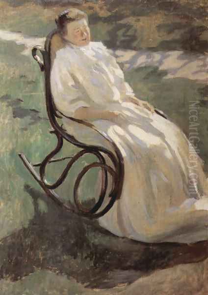 Dame in a Rocking Chair, 1897 Oil Painting by Viktor Elpidiforovich Borisov-Musatov