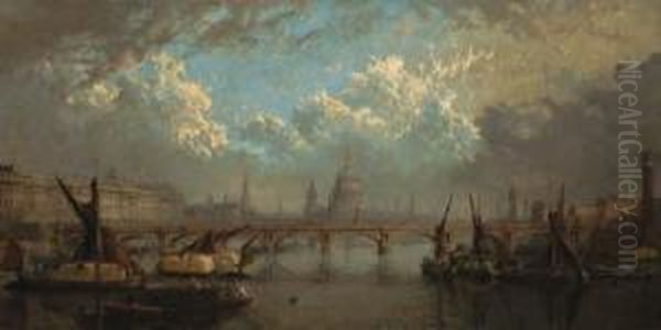 The Thames From Hungerford Bridge Oil Painting by John Macvicar Anderson