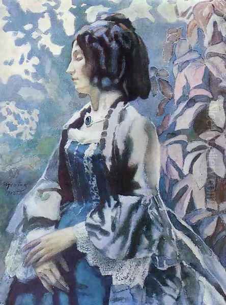 Lady in Blue, 1902 Oil Painting by Viktor Elpidiforovich Borisov-Musatov