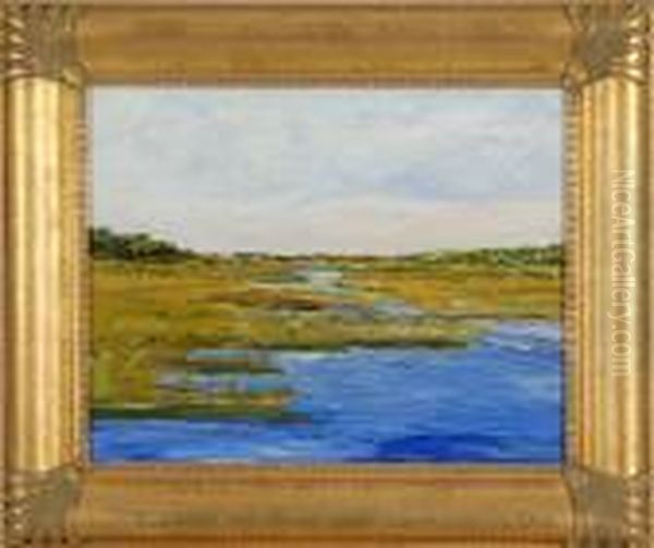 Marshside Sesuit Creek Oil Painting by Robert Anderson