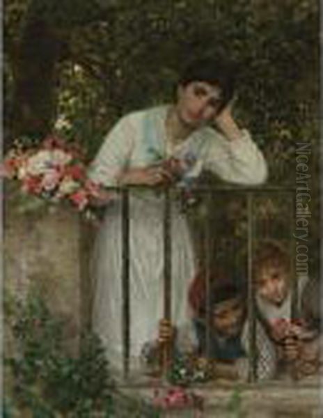 Gathering Bouquets Oil Painting by Sophie Gengembre Anderson